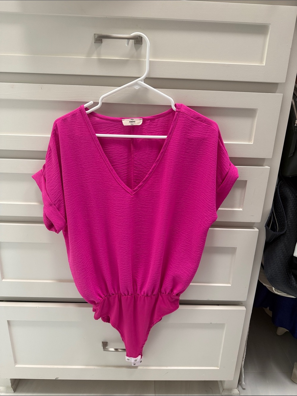 Women’s One Piece Entro V-Neck Bodysuit - Fuchsia Pink